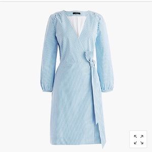 J. Crew Wrap Dress in Striped Cotton Poplin